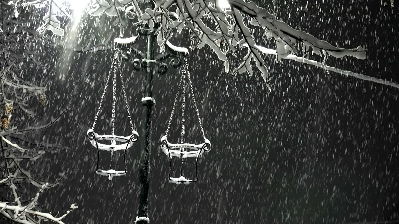 밤에 겨울 눈 폭풍, 루프 배경