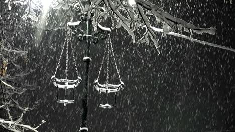 tormenta de nieve de invierno por la noche, fondo de bucle