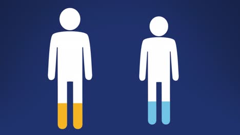 animation of filled human icons with orange and blue colours