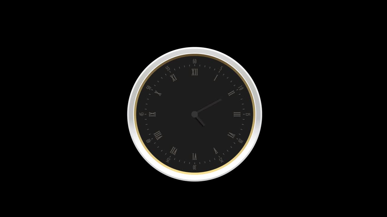 Time Lapse on black background isolated Clocks running fast Clock