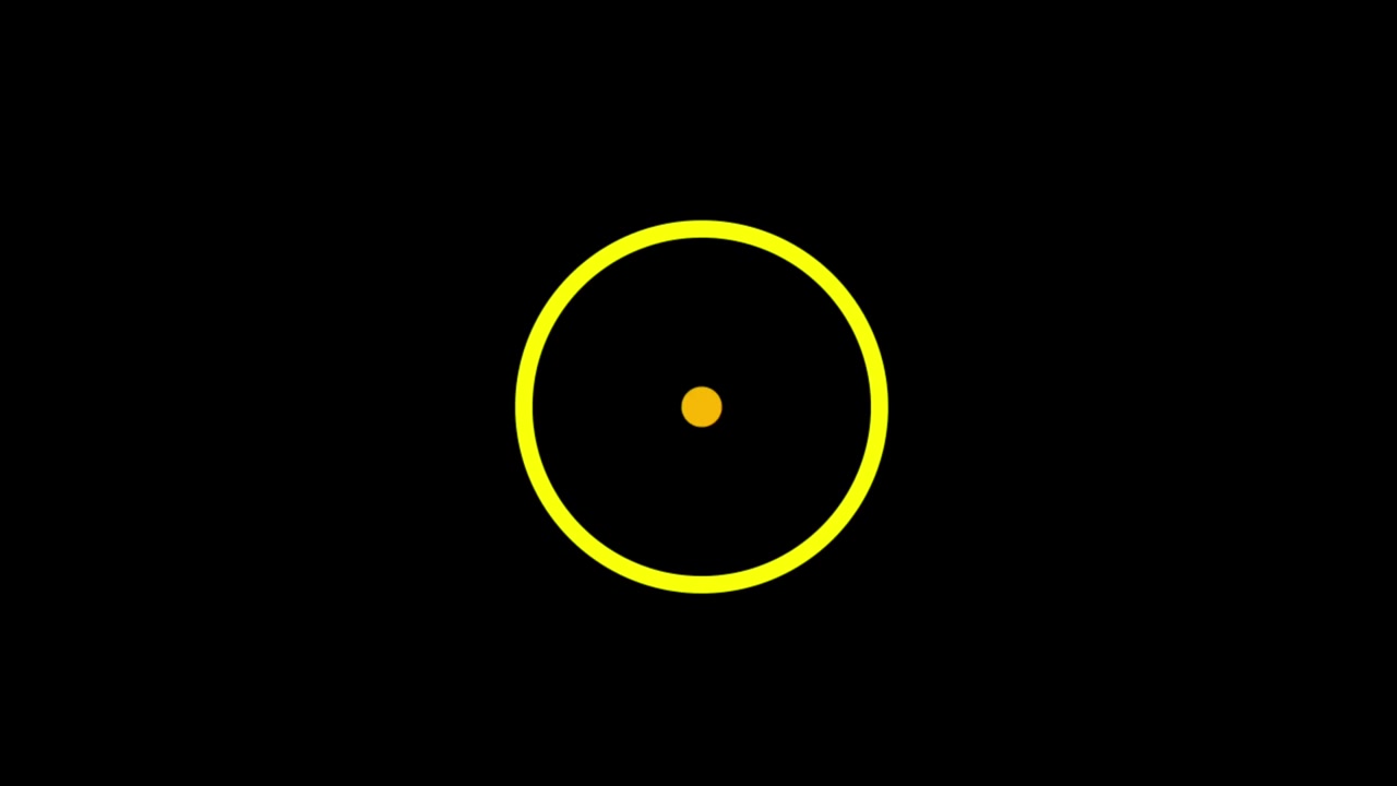 Animation yellow geometric shape isolate floating on black background.