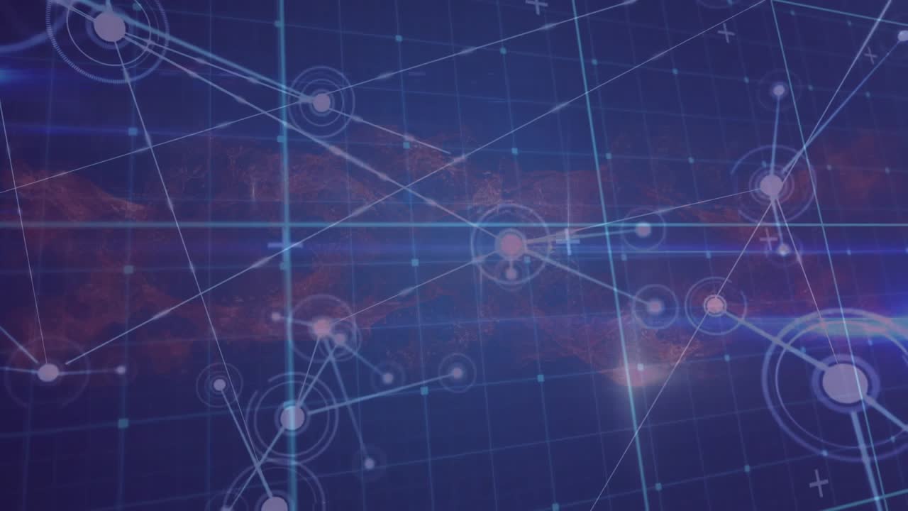 Hub appearing on blue grid, lines extending outward and forming network illustrating connections