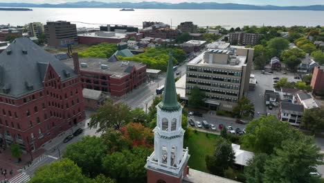 lake champlain and church st marketplace in burlington vermont, usa