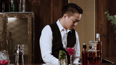 bartender cleaning counter