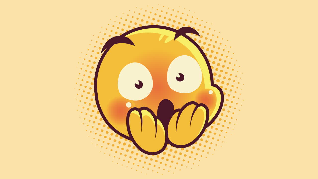 cute emoticon scared face character animation