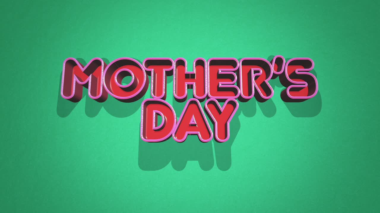 Retro Mothers Day text on green vintage texture in 80s style