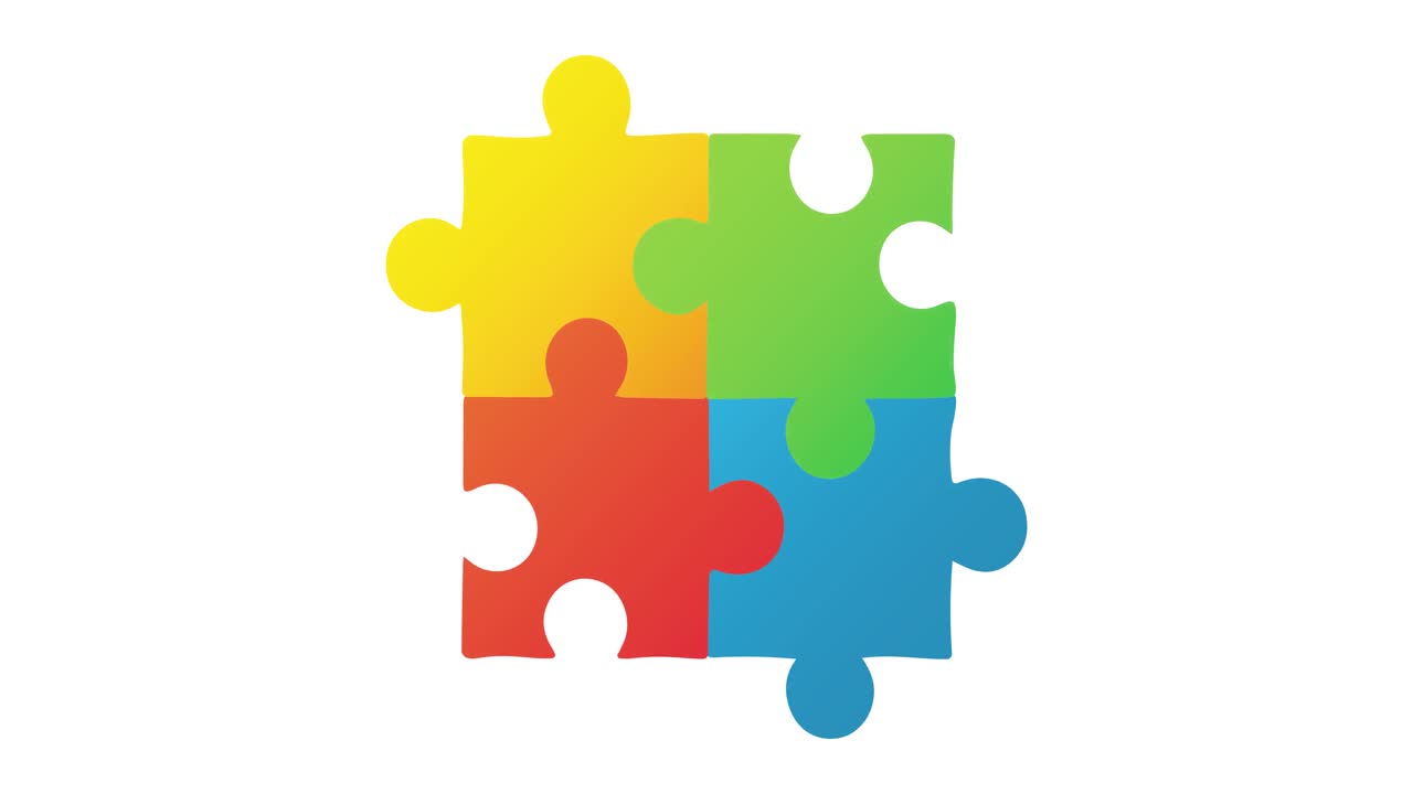 video generado digitalmente de con elementos de rompecabezas que forman forma cuadrada contra un fondo blanco