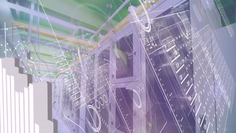 animación del procesamiento de datos a través de servidores informáticos