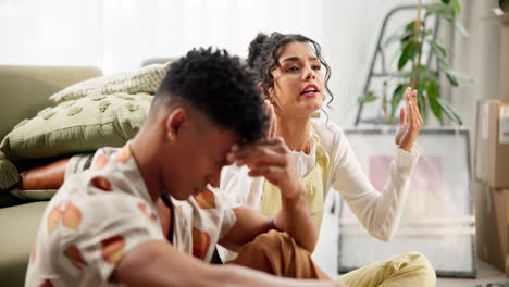 couple arguing during move