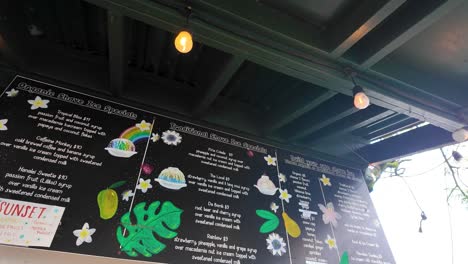 wishing well shave ice, a cute small food truck store selling organic and traditional shave ice, acai, smoothies, coffee and more, hanalei, north shore kauai, kuhio hwy in kauai island hawaii usa