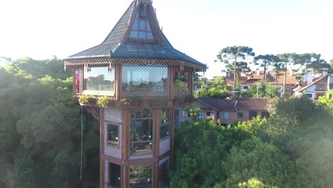 Aerial-shoot-of-a-tower-in-german-style