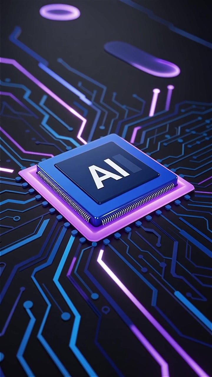 Futuristic AI Chip Motherboard Technology Background
