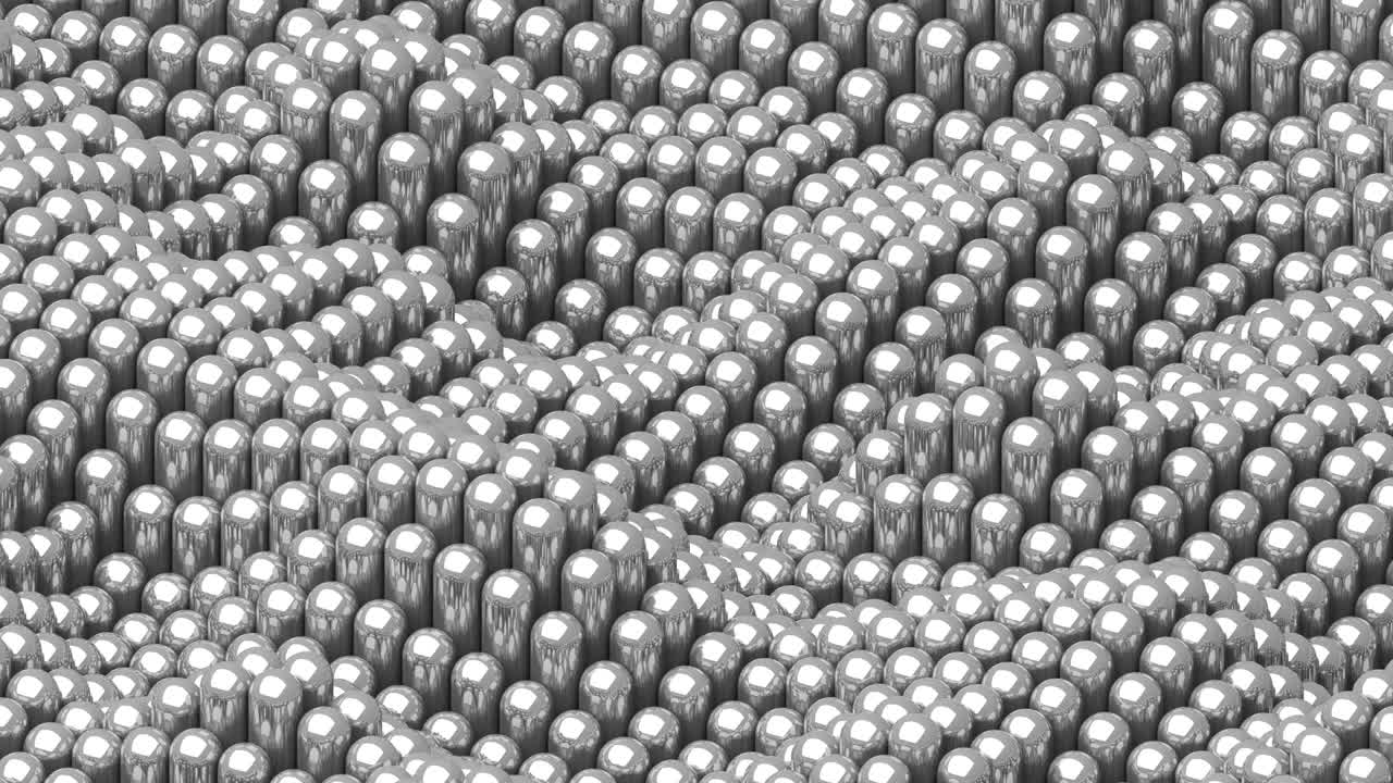 반이는 둥근 은 실린더와 함께 흔들리는 표면 애니메이션 배경