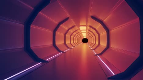 exploring a futuristic tunnel filled with vibrant colors and ambient lighting effects in a sci-fi inspired environment