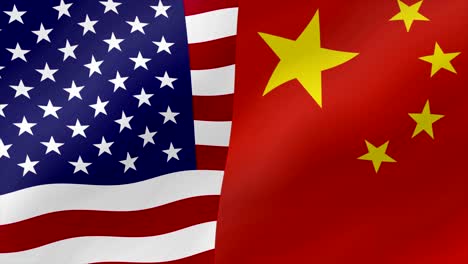 usa vs. chinese flag waving