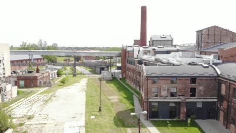 Drone-shot-of-the-Żnin-Arche-Hotel-inside-old-sugar-factory-in-Poland