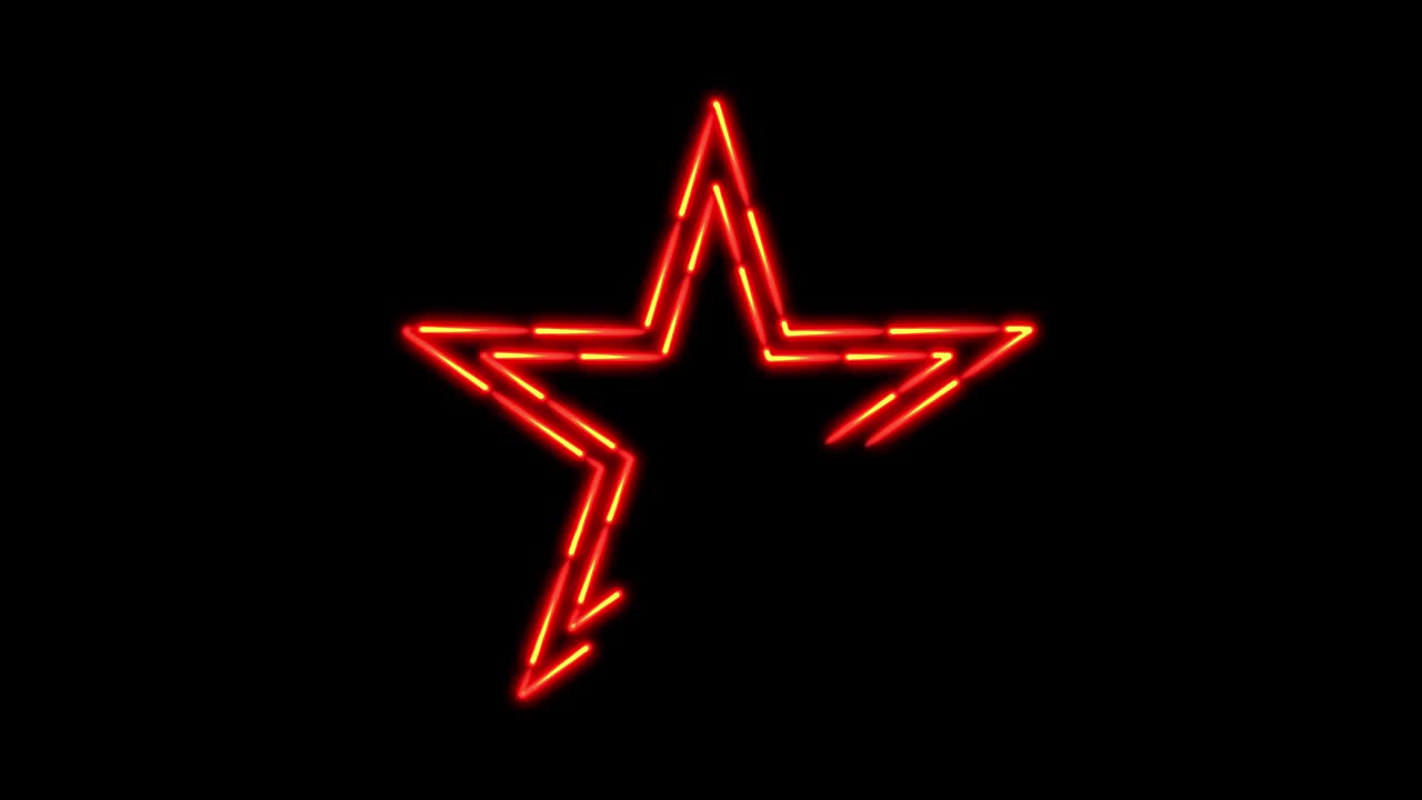fondo sin costuras popular. 2d formas geométricas estrella con contorno en movimiento de neón. video 4k.