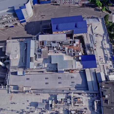 aerial top view of the large logistics park with factories