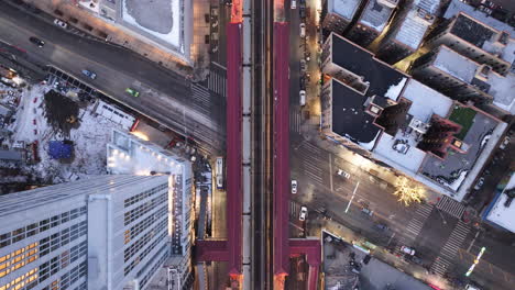 aerial view of the subway at night. shot in new york city