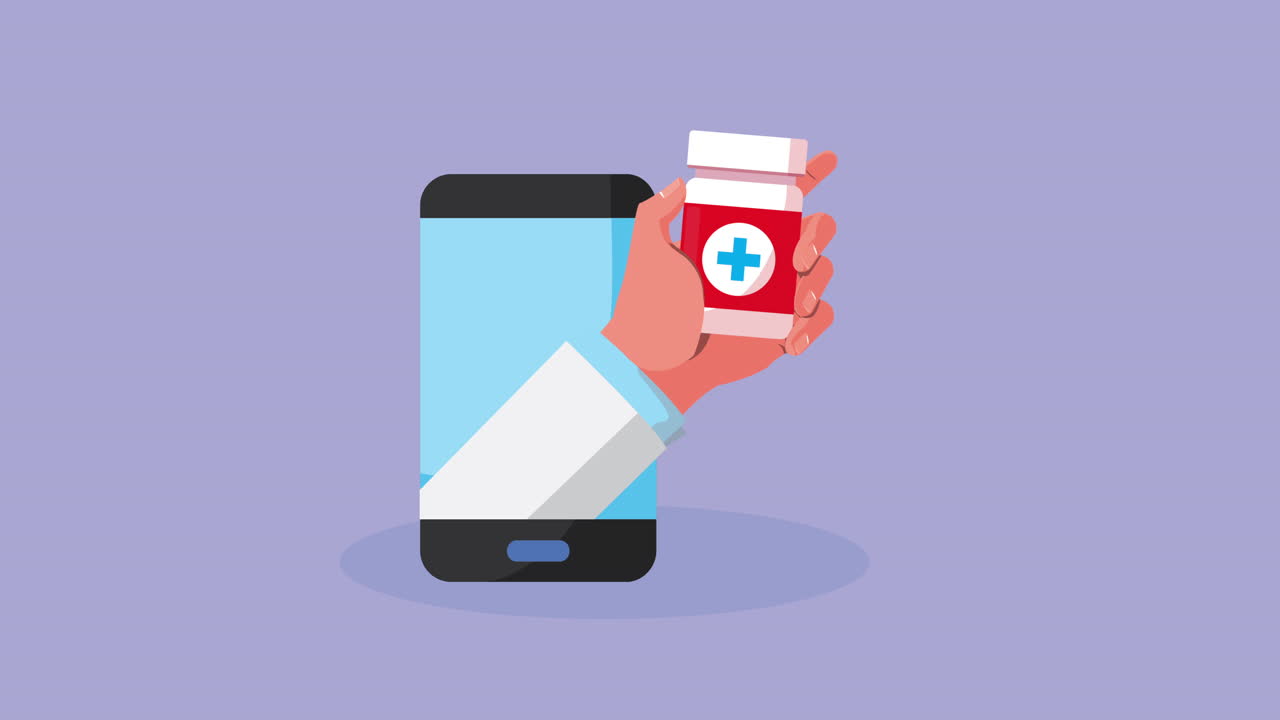 tecnología de salud en línea con animación de teléfonos inteligentes