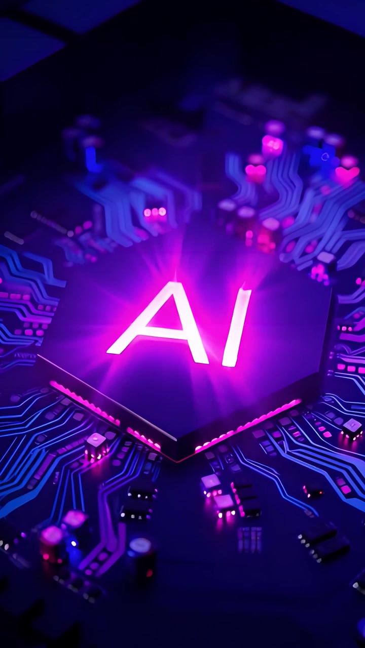 Futuristische KI-Chip-Motherboard-Technologie Hintergrund 4K