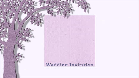 wedding invitation with cartoon tree and frame