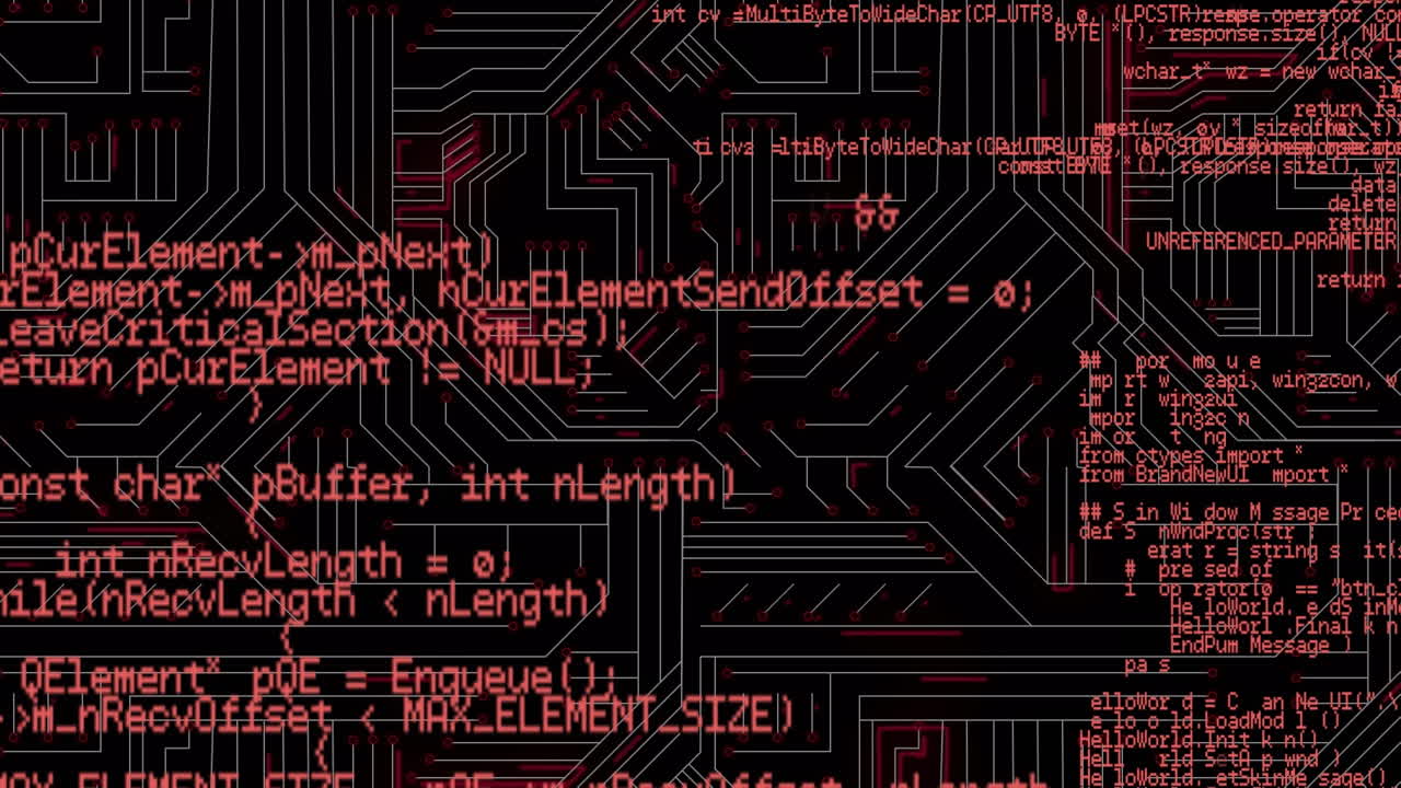 animación digital del procesamiento de datos contra las conexiones de microprocesador sobre fondo negro