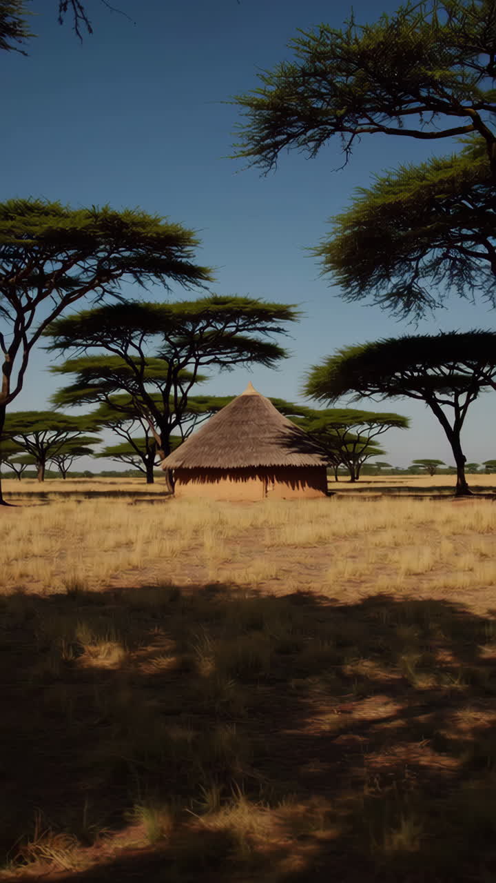 African Hut in a Savanna Landscape