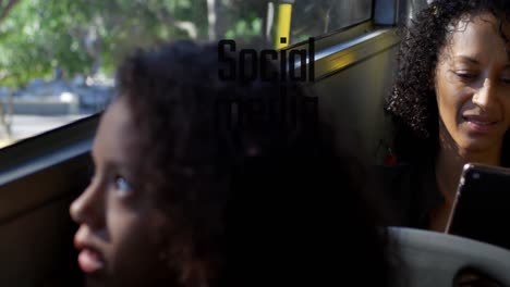 animation of social media text over african american girl