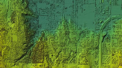 mapa animado de la zona urbana de la ciudad con datos geoespaciales coloreados para el uso de gis