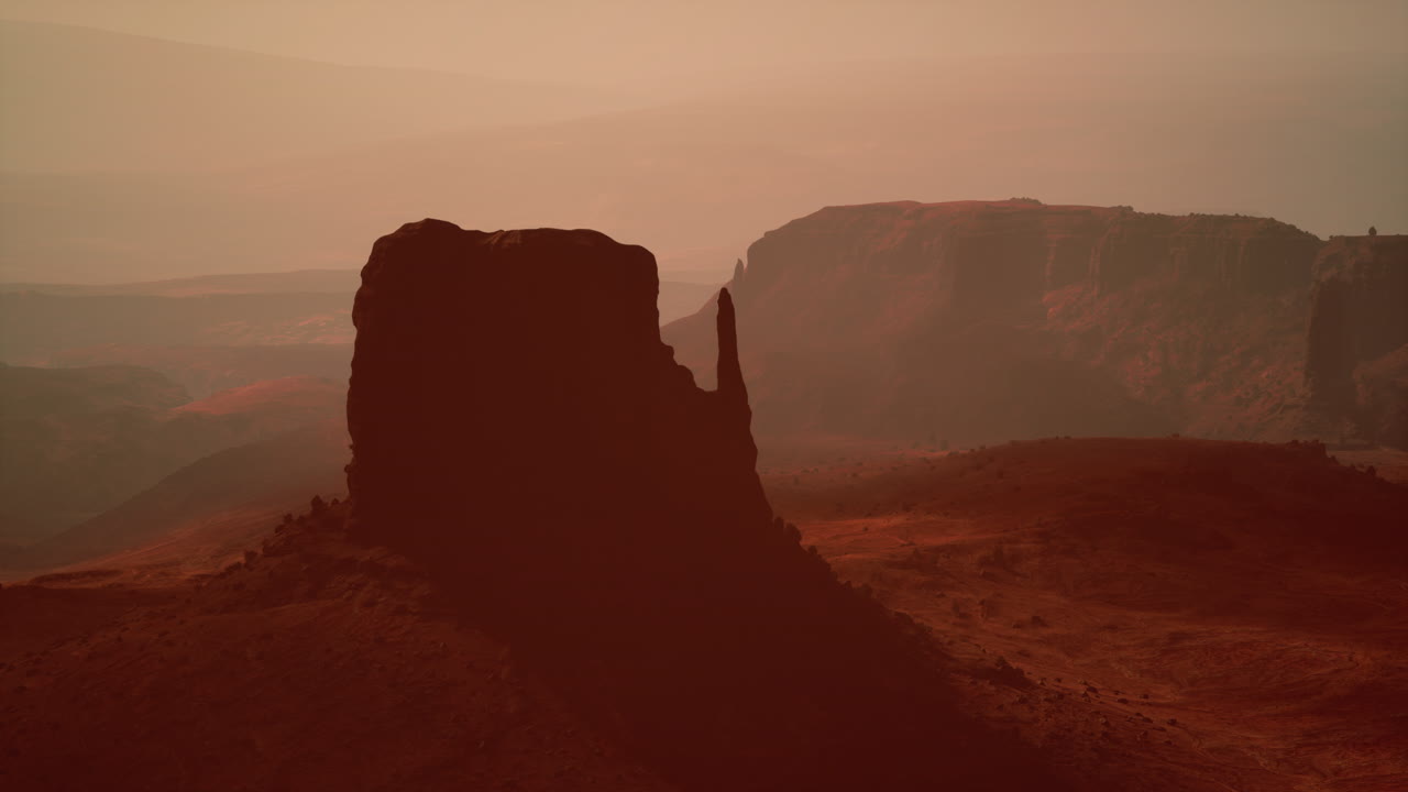 Red Desert Landscape with Rock Formations | Premium Stock Video Footage