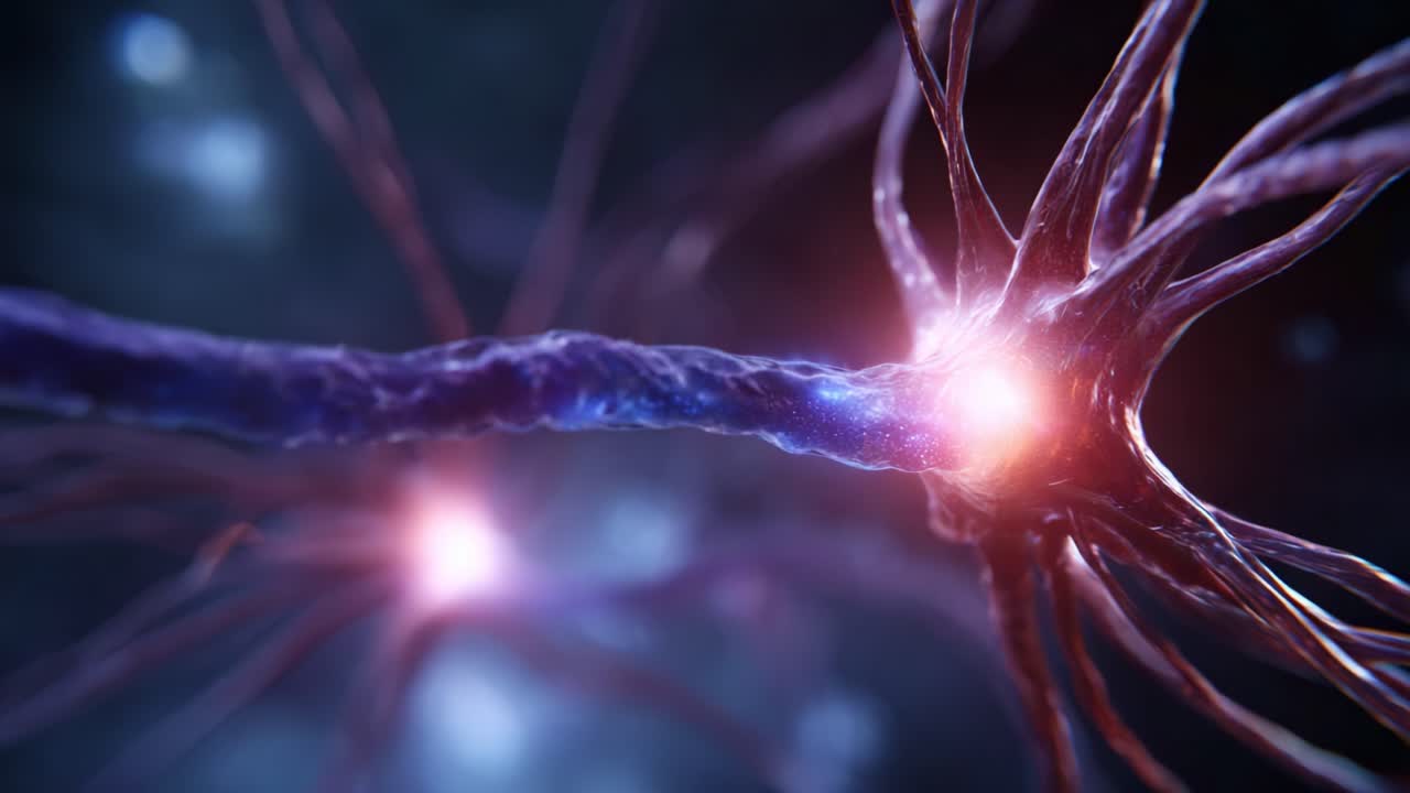 Detailed Representation of Neurons Showing Synaptic Connections and Electrical Activity in the Nervous System with Close-Up Focus on Neuronal Structures