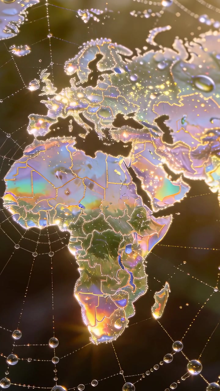 Video verticale: Pellicola scintillante che cattura la luce solare mutevole sul fogliame illuminato dal sole, mostrando goccioline.