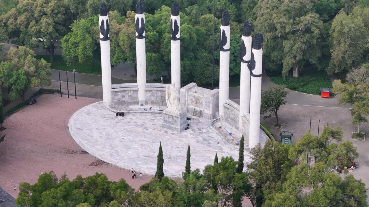 Aerial view of the Ahuehuetes Fountain in Chapultepec Park