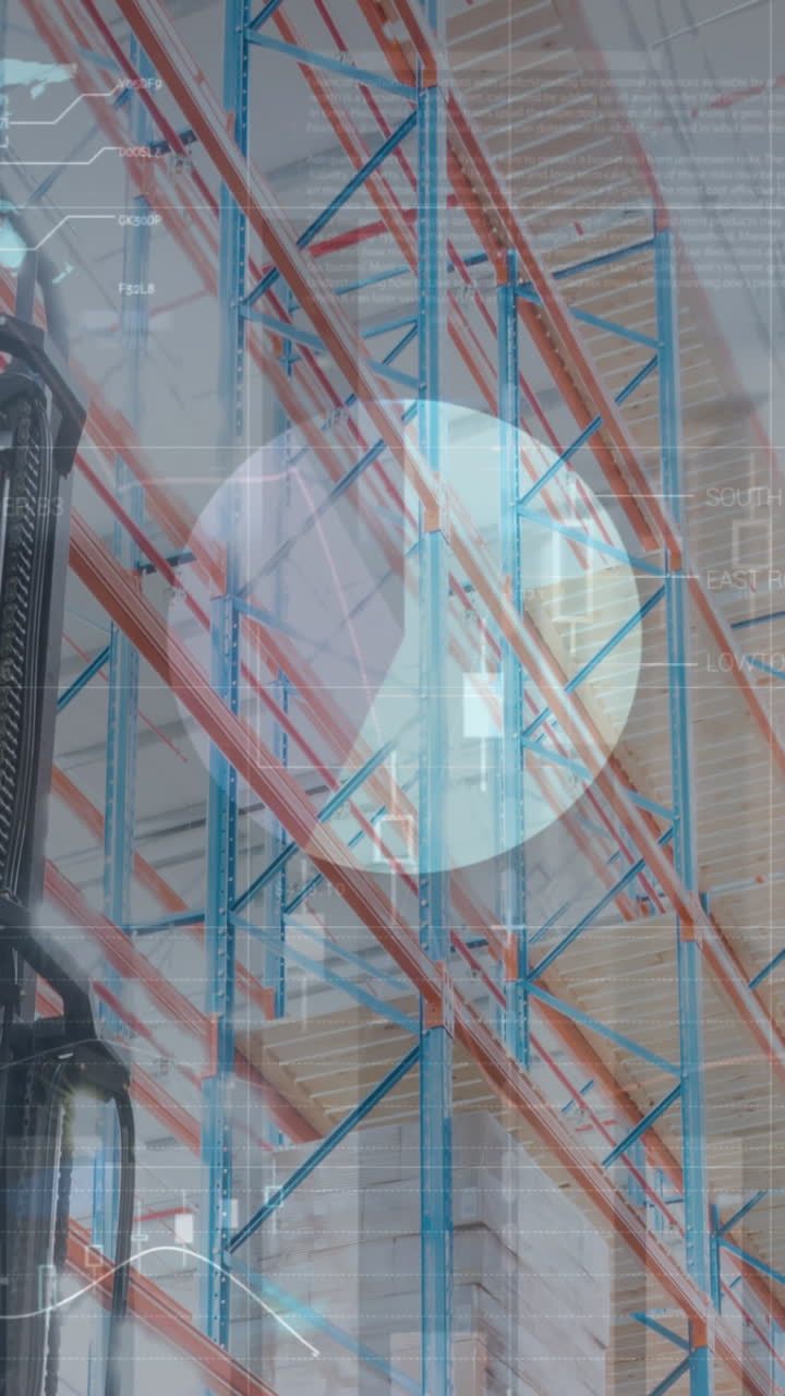 animación del procesamiento de datos financieros en un almacén vacío