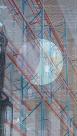 animación del procesamiento de datos financieros en un almacén vacío