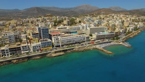 the coastal town of agios nikolaos on the island of crete, during summer