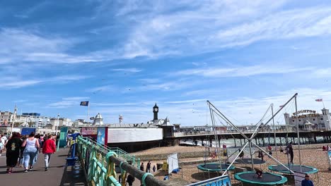 seagulls soar above brighton beach and pier