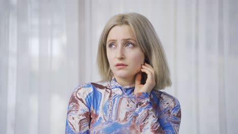 portrait of thoughtful and unhappy woman.