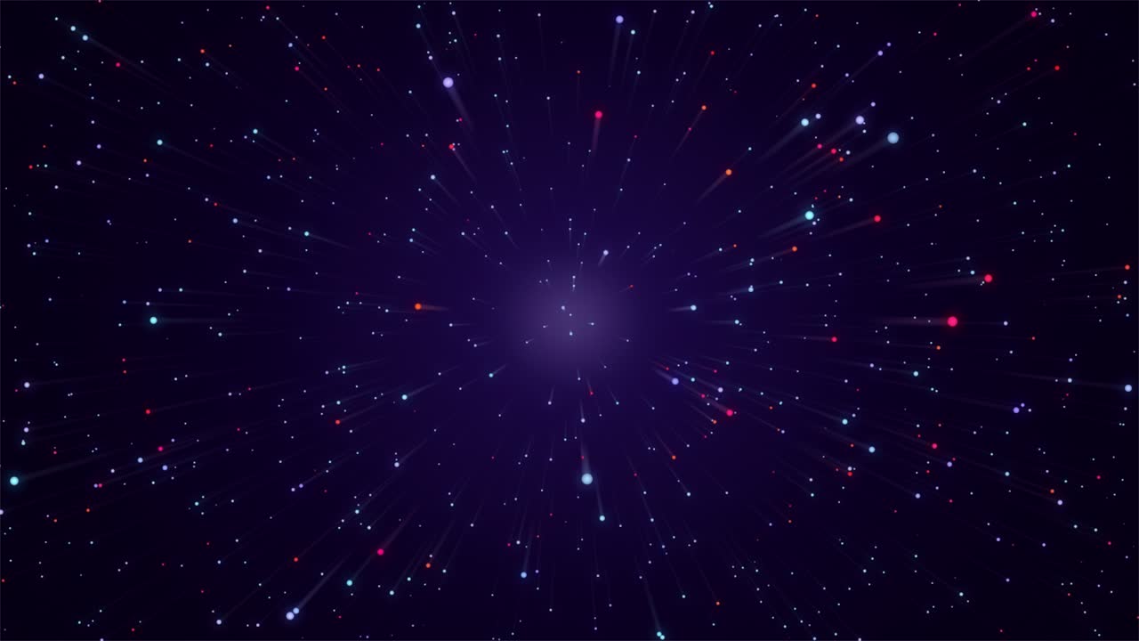 Space travel, glowing stars and cosmic dust abstract background. Concept of time travel, space race, exploring the universe, floating in space. Speed of light, neon rays in motion. looped animation