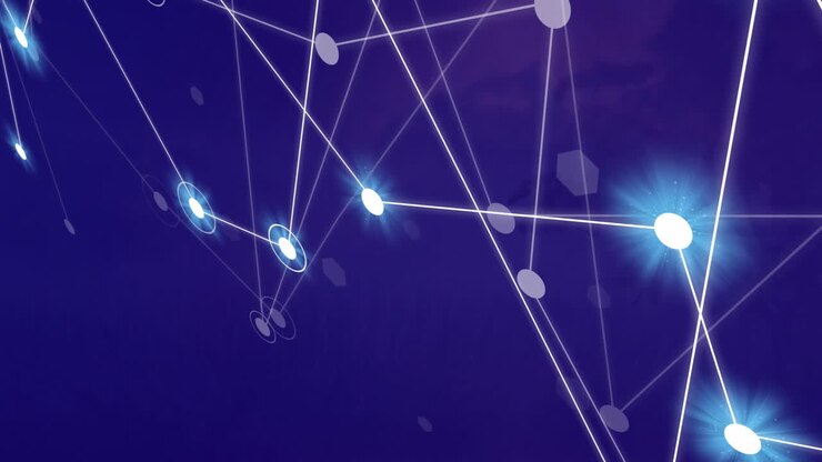 Animation of network of connections on blue background
