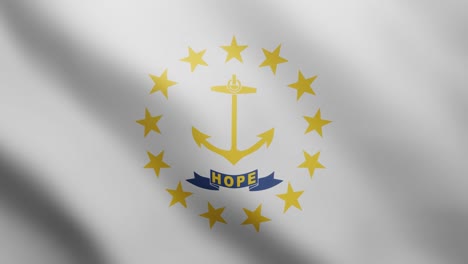 3d flag of state rhode island fluttering in the breeze background. 4k animated seamless loop video clip in a realistic way