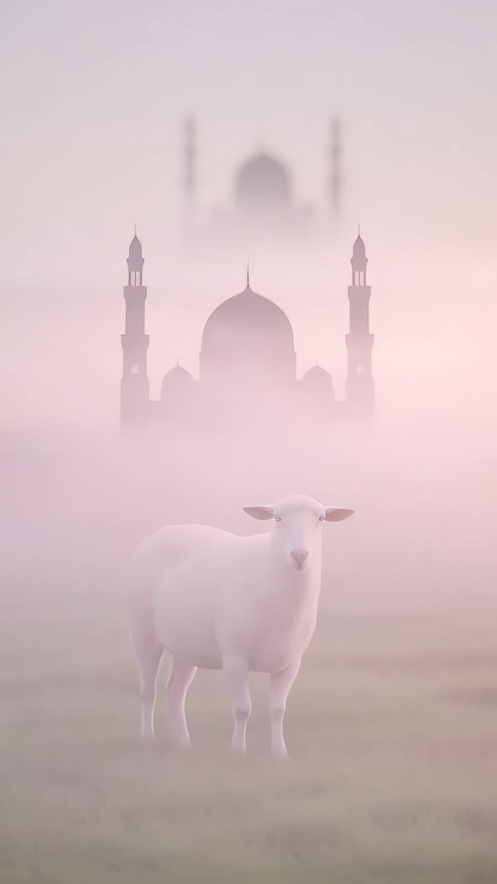 Мечеть Курбан-байрам, исламский фон 4K.