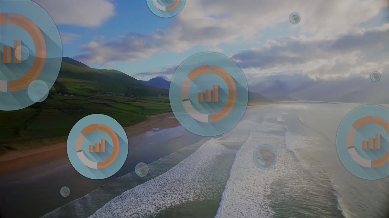 풍경 위의 다이어그램으로 원의 애니메이션