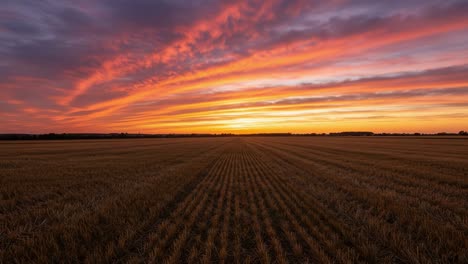 Breathtaking Sunset Over the Expansive Fields: A Vibrant Display of Color and Nature's Beauty Illuminating the Horizon