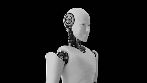 robot futurista, inteligencia artificial cgi en fondo negro y verde