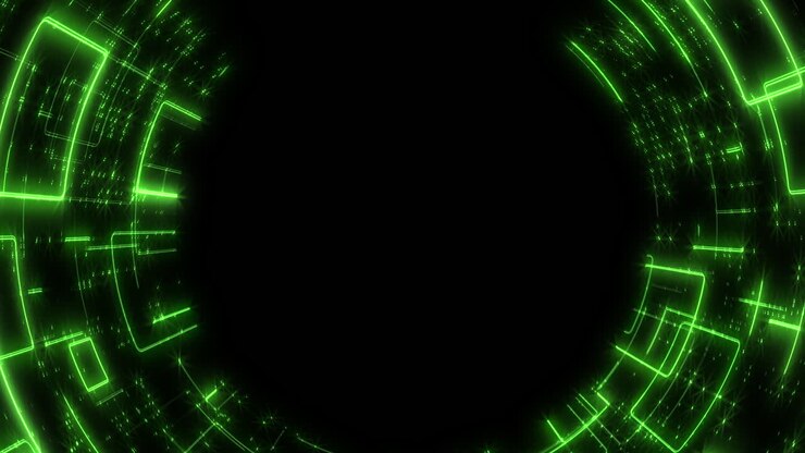 ecrã de computador com linhas de led de néon digital e elementos de hud com efeito de falha