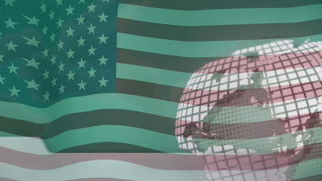 animación del globo y noticias sobre la bandera de los estados unidos