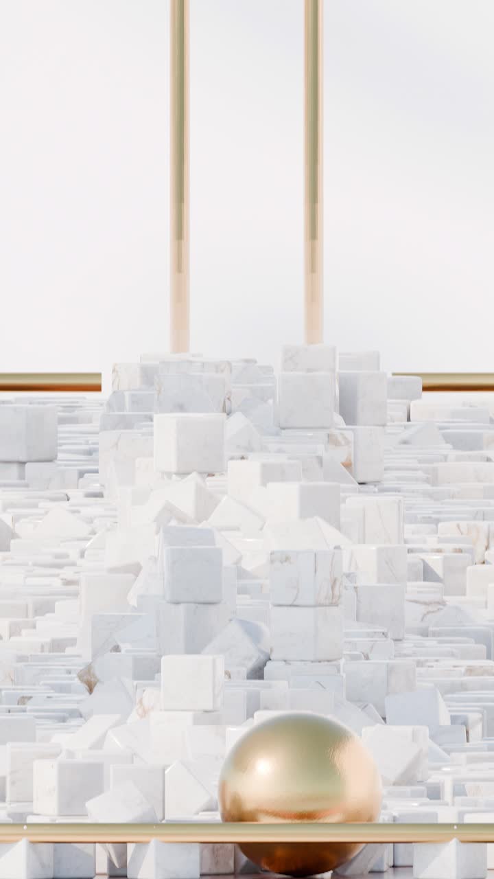 Abstract White and Gold Marble Geometric Still Life