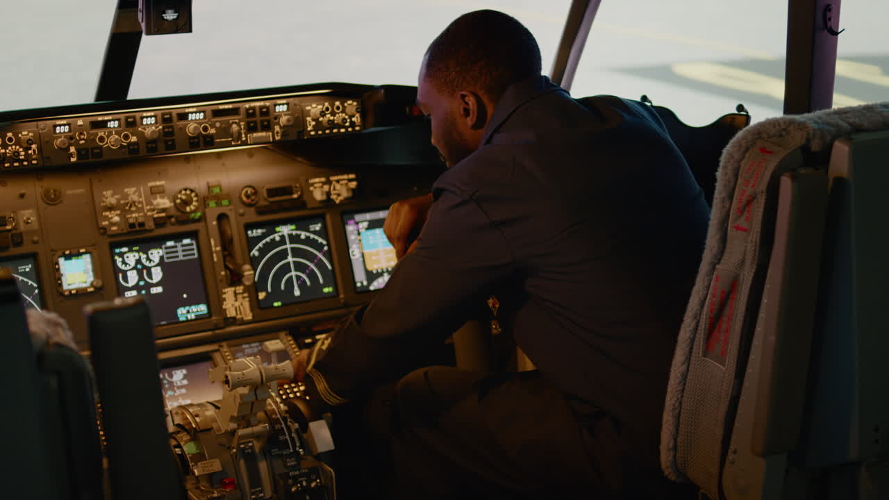 African american captain inserting destination coordinates